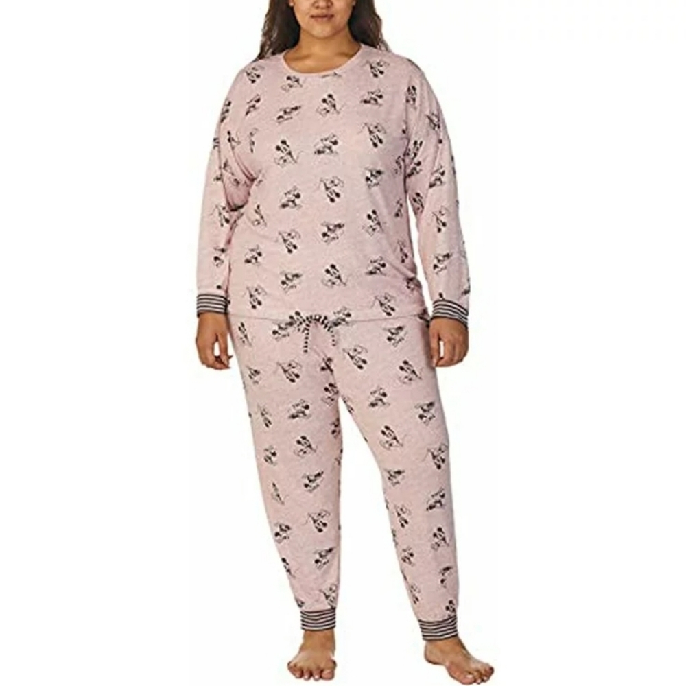 DISNEY Minnie Mouse Ladies Soft Jersey Jogger Lounge Set Green/Gray XL NIP